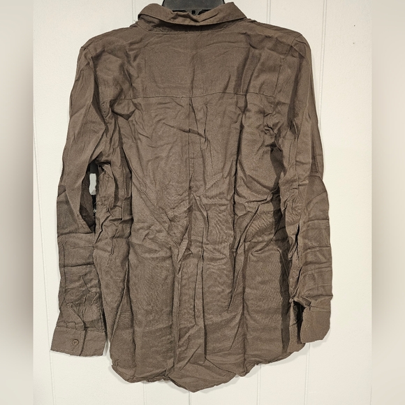 Vintage Millenium Button Down Rayon Shirt Studded Collar Brown Large Long-Sleeve - Picture 4 of 5